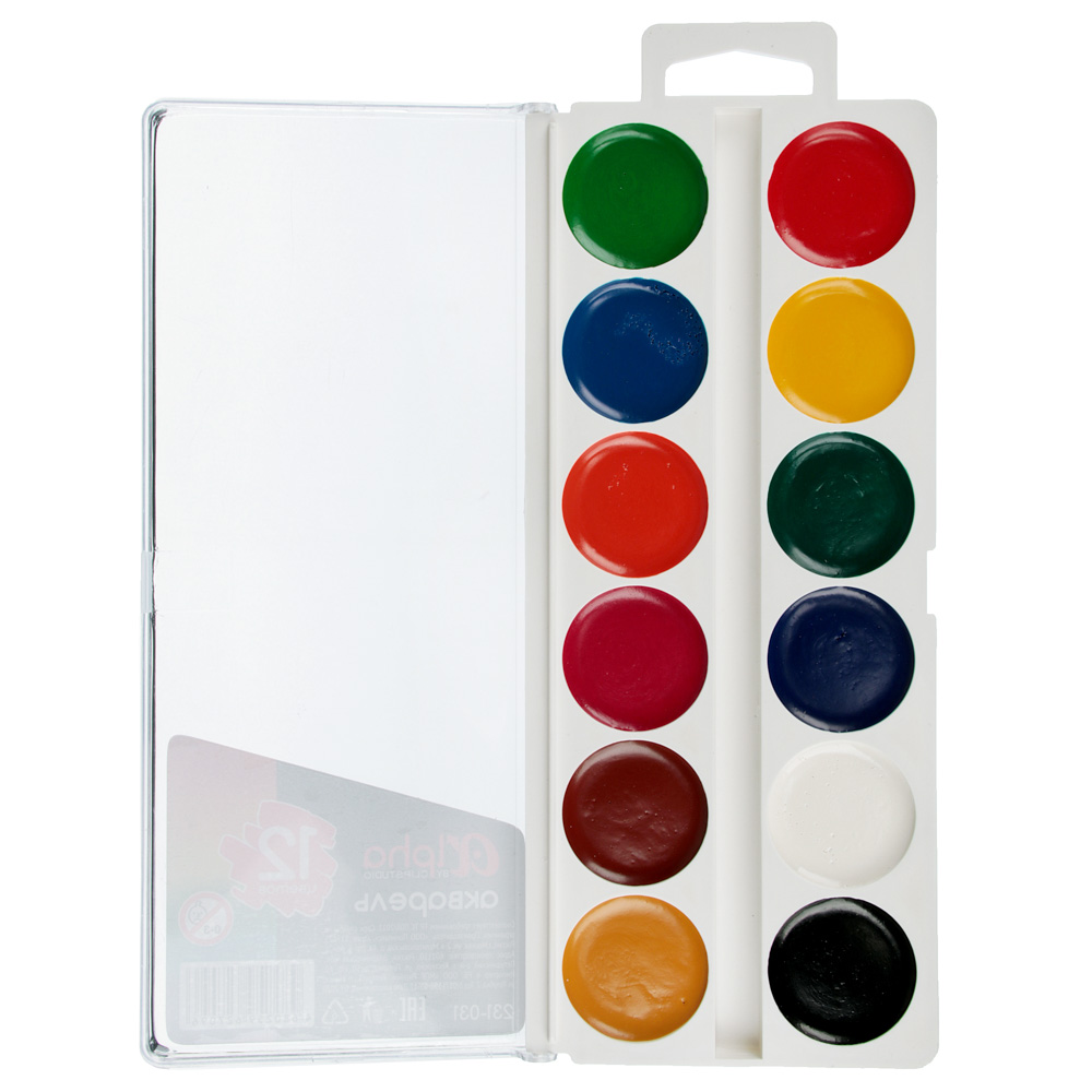 ClipStudio Акварель 12 цветов, без кисти "Альфа", в пластиковой уп., арт.№ 231-031