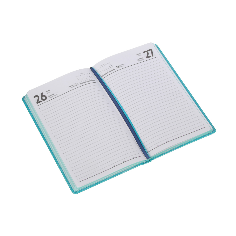 Ежедневник на 2024 "ЛОФТ" А5, 352 стр., тв.обл.с поролоном, иск.кожа, нашивка, цв.срез, голубой мет., арт.№ 572-156