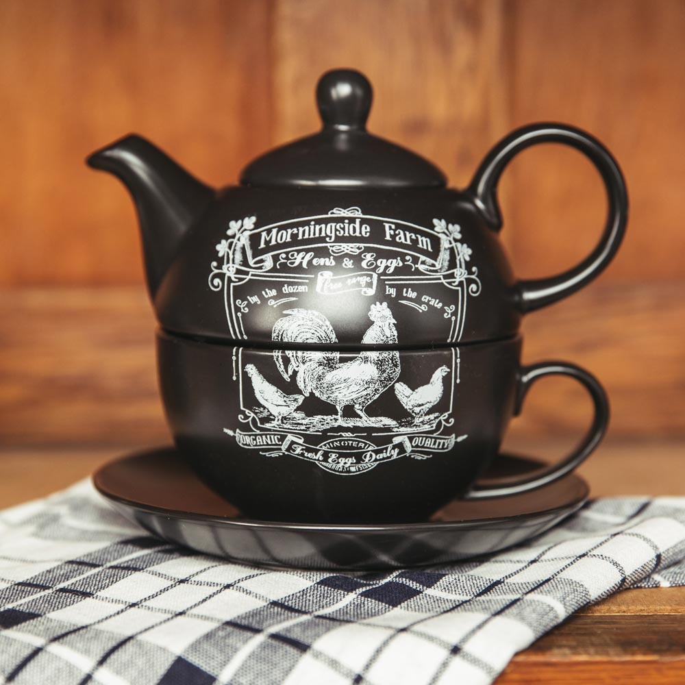 MILLIMI Ранчо Набор чайный "Эгоист", чайник 380мл, чашка 320мл, блюдце 15см, керамика, арт.№ 824-450