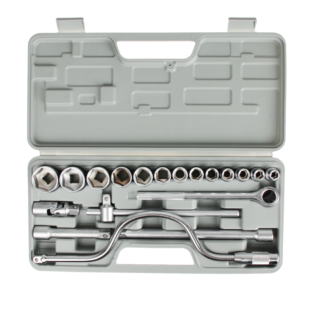 ЕРМАК Набор головок, 19 предм., 10-32мм, с карданным шарниром 1/2", арт.№ 736-566