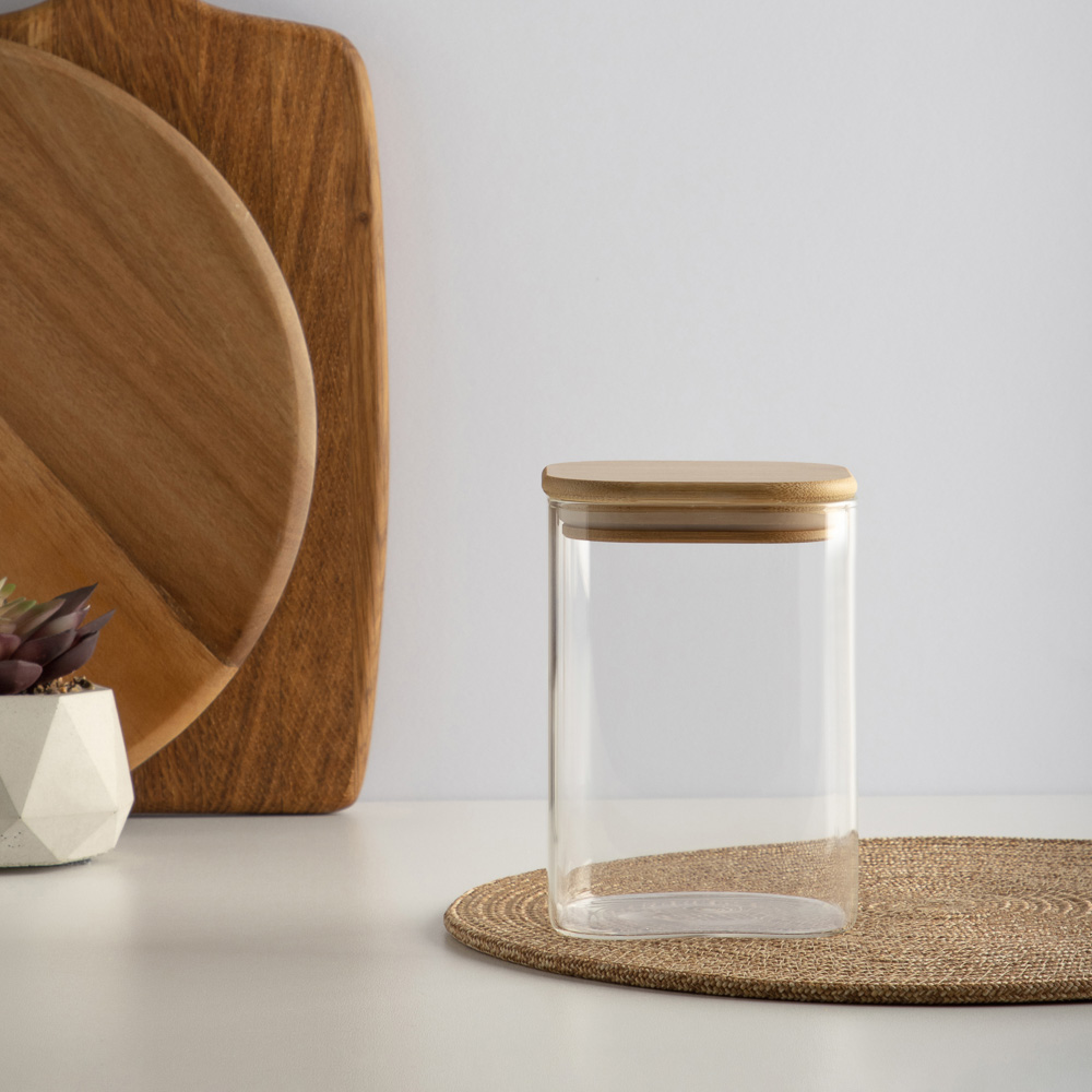 VETTA ЭКО Вуд Банка для хранения 1000мл, 14,5х10х10см, стекло, бамбук, арт.№ 828-002