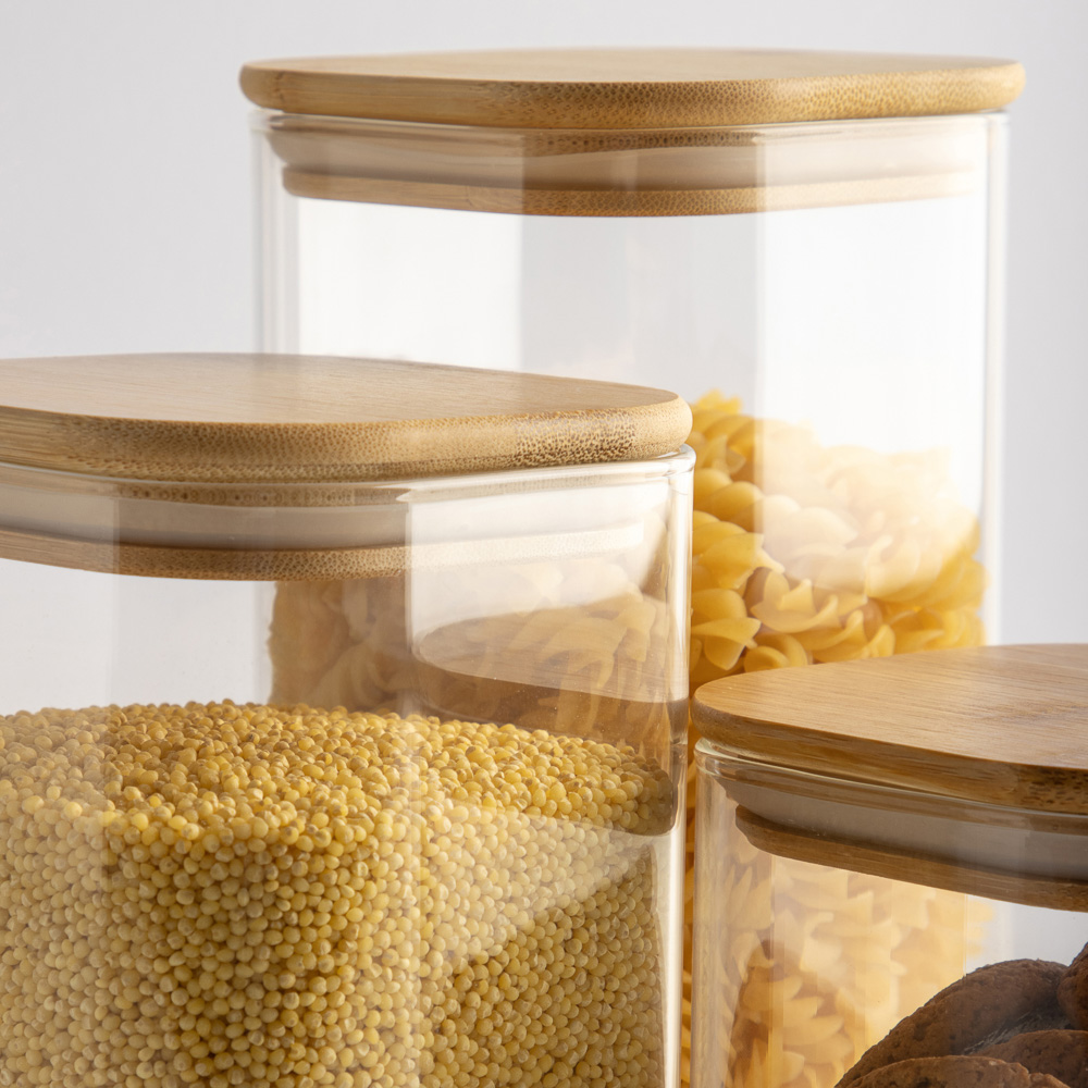 VETTA ЭКО Вуд Банка для хранения 1000мл, 14,5х10х10см, стекло, бамбук, арт.№ 828-002