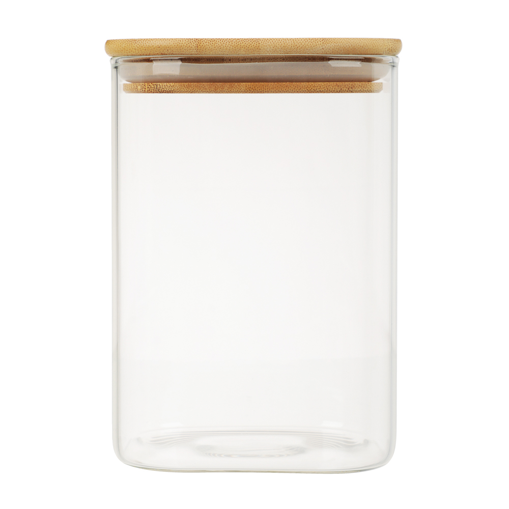 VETTA ЭКО Вуд Банка для хранения 1000мл, 14,5х10х10см, стекло, бамбук, арт.№ 828-002