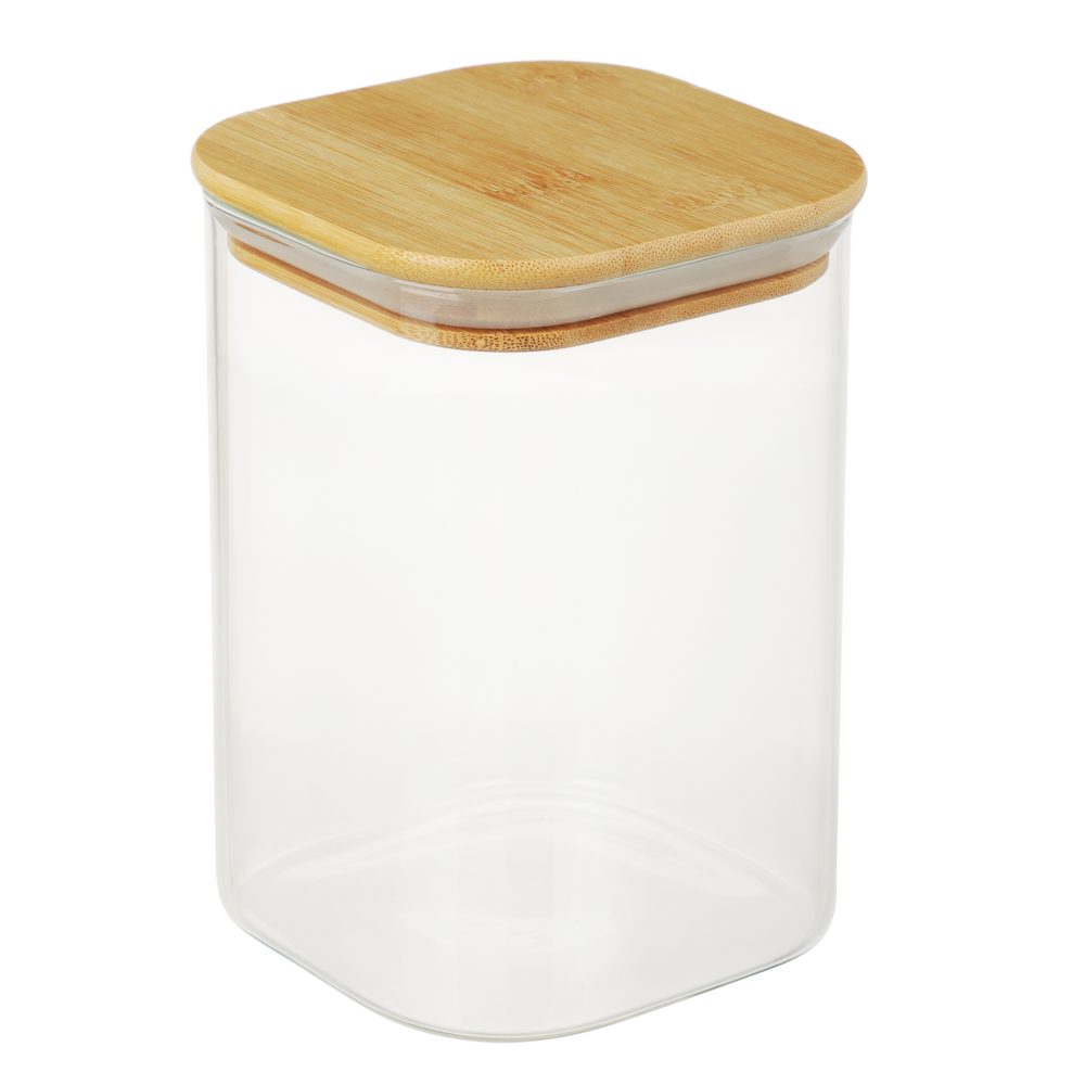 VETTA ЭКО Вуд Банка для хранения 1000мл, 14,5х10х10см, стекло, бамбук, арт.№ 828-002