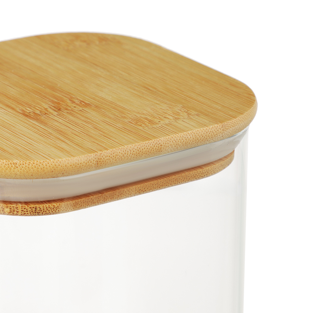 VETTA ЭКО Вуд Банка для хранения 1000мл, 14,5х10х10см, стекло, бамбук, арт.№ 828-002