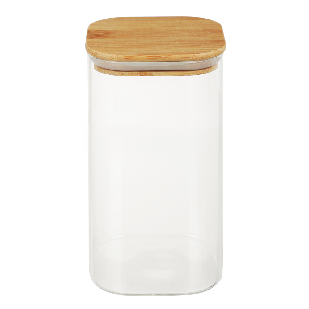 VETTA ЭКО Вуд Банка для хранения 1300мл, 18,5х10х10см, стекло, бамбук, арт.№ 828-003