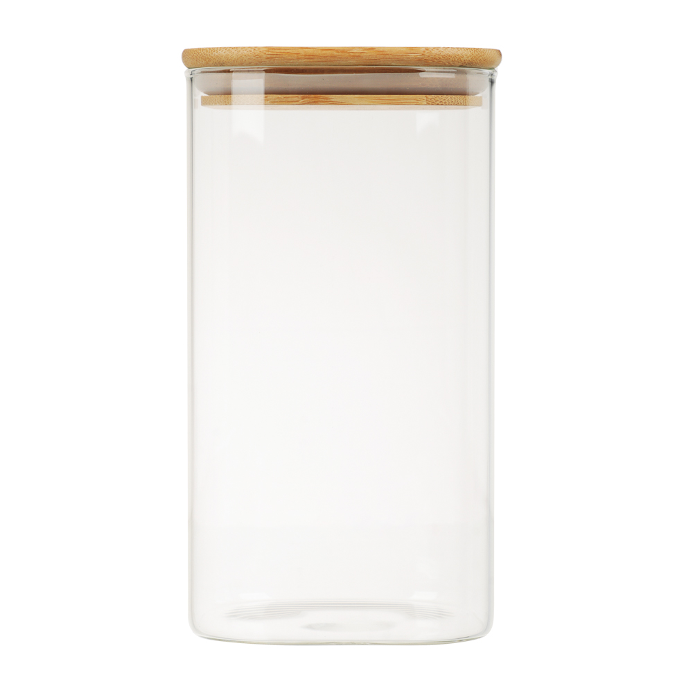 VETTA ЭКО Вуд Банка для хранения 1300мл, 18,5х10х10см, стекло, бамбук, арт.№ 828-003
