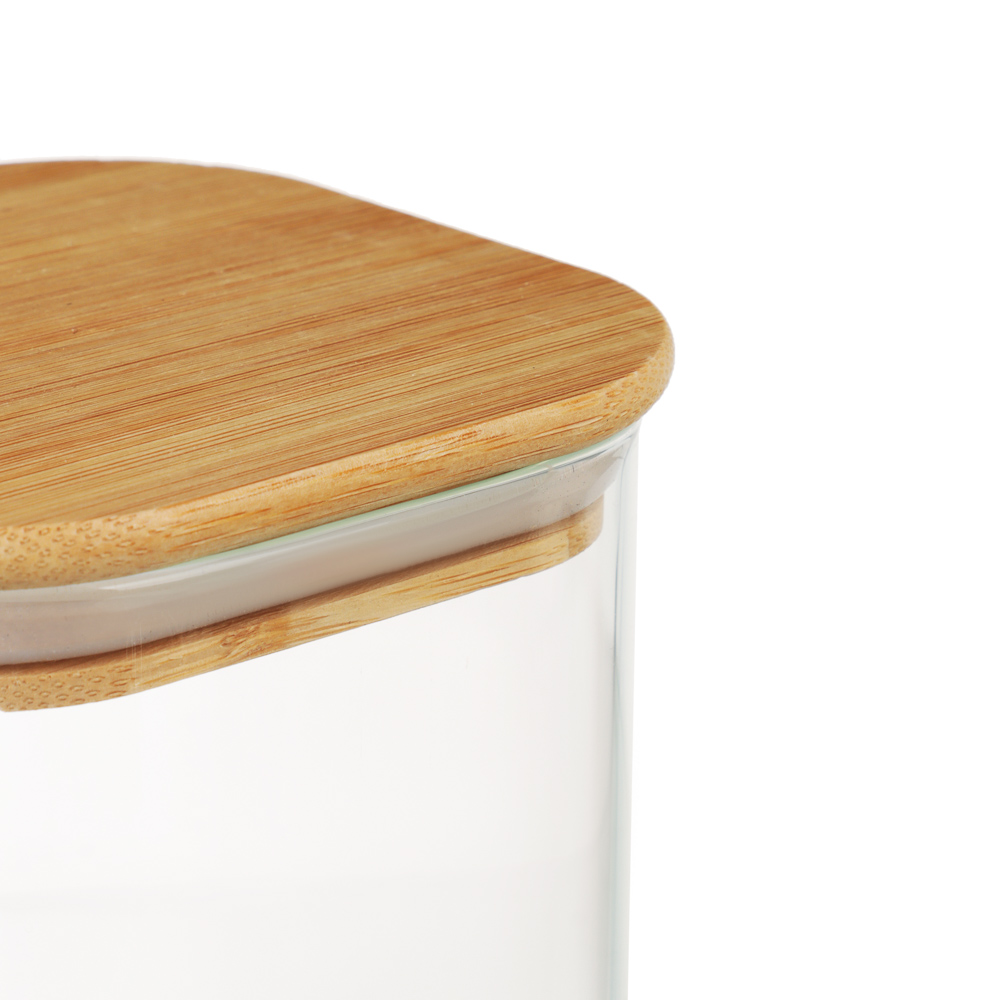VETTA ЭКО Вуд Банка для хранения 1300мл, 18,5х10х10см, стекло, бамбук, арт.№ 828-003