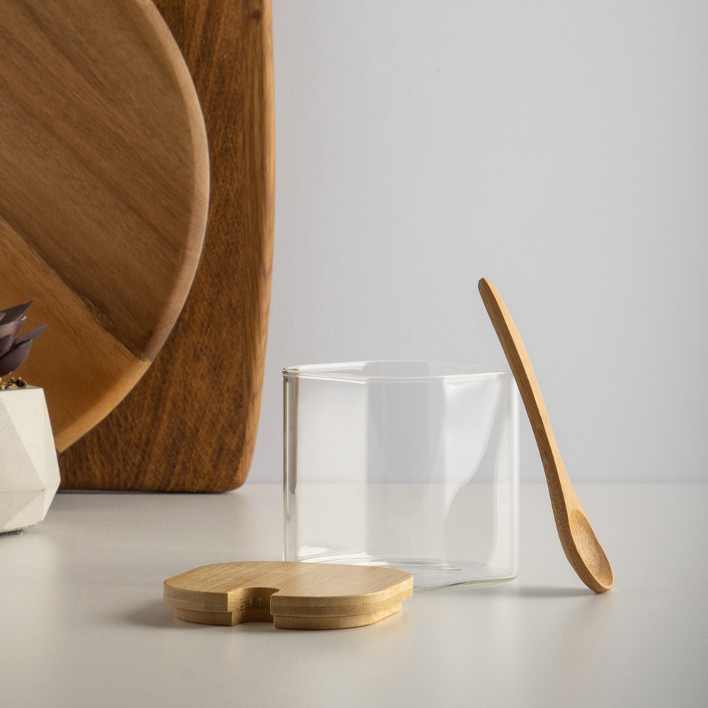 VETTA ЭКО Вуд Набор банок для хранения с ложкой, 9х8х8см, стекло, бамбук, арт.№ 828-006