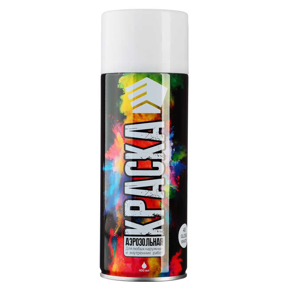 ЕРМАК Краска аэрозоль 400мл, белая, глянцевая 01(9001/40), арт.№ 759-207