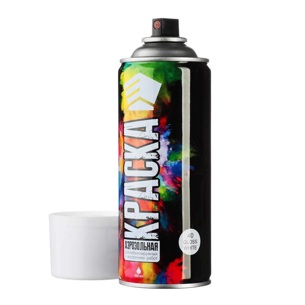 ЕРМАК Краска аэрозоль 400мл, белая, глянцевая 01(9001/40), арт.№ 759-207