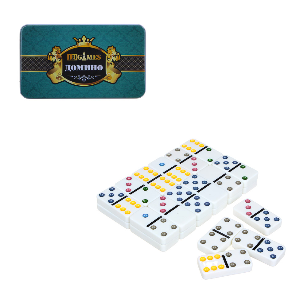 LDGames Домино в металлическом боксе, 19х11х2 см, пластик, арт.№ 537-014