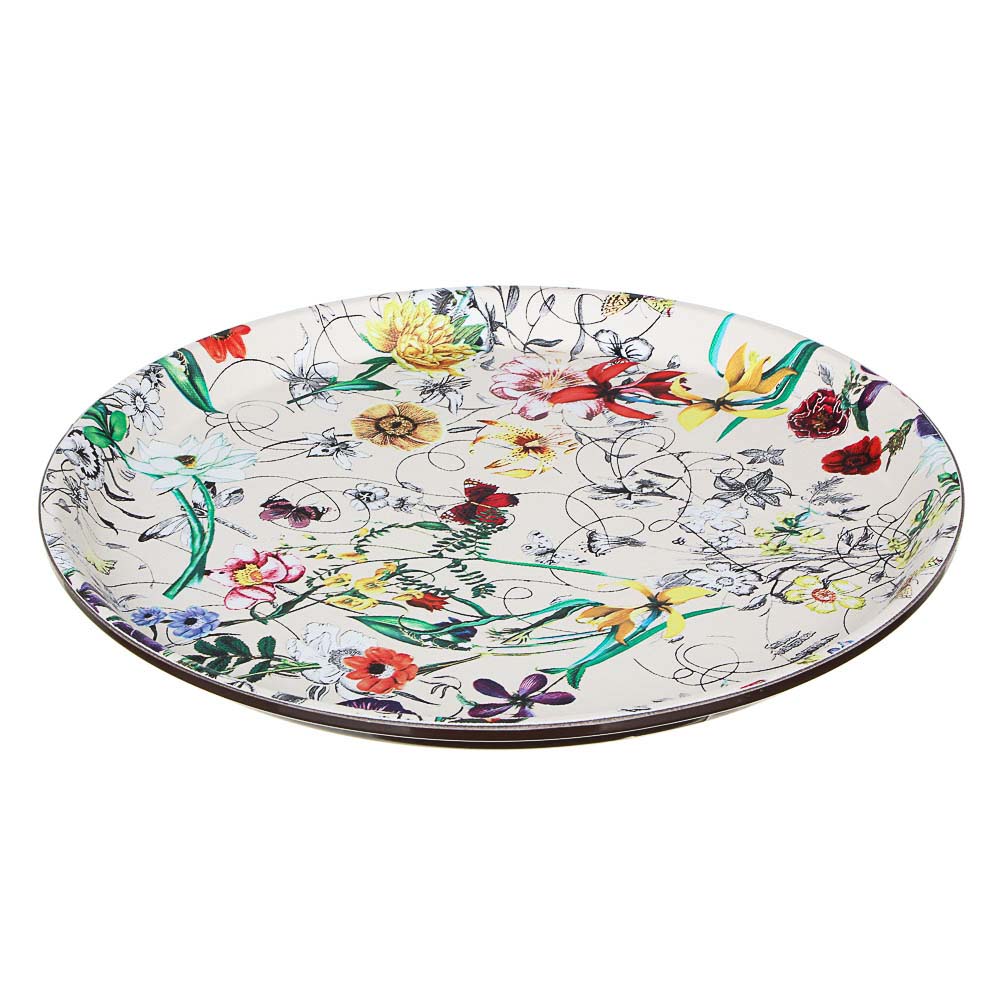 Поднос круглый с антискользящим покрытием, 27.5см, 2 дизайна, арт.№ 862-392