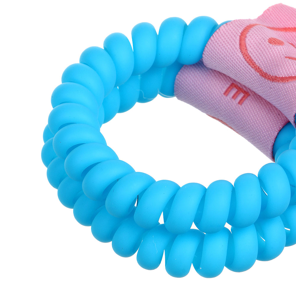 BERIOTTI Набор резинок-спиралек для волос с декором 2шт, d3,5см, полиэстер, пластик, 4 цвета, арт.№ 322-257