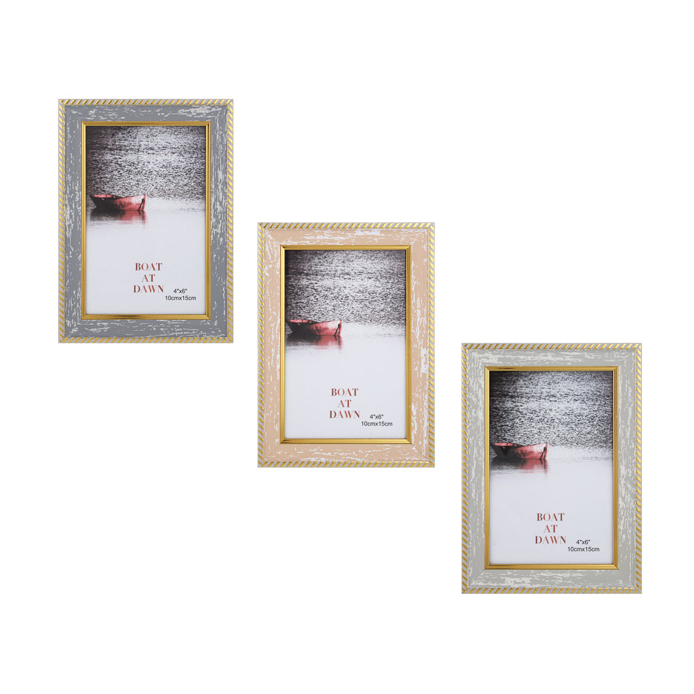 Фоторамка, 10х15 см, пластик, 3 дизайна, арт.23-81, арт.№ 520-844