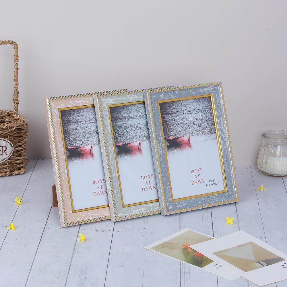 Фоторамка, 10х15 см, пластик, 3 дизайна, арт.23-81, арт.№ 520-844