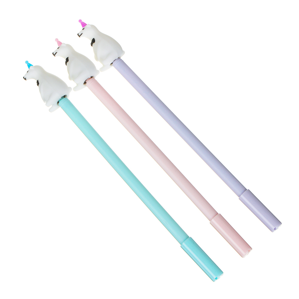 Ручка гелевая синяя, с вращающимся наконечником в форме мишки, пластик, 21см, 3 цвета корпуса, арт.№ 591-057