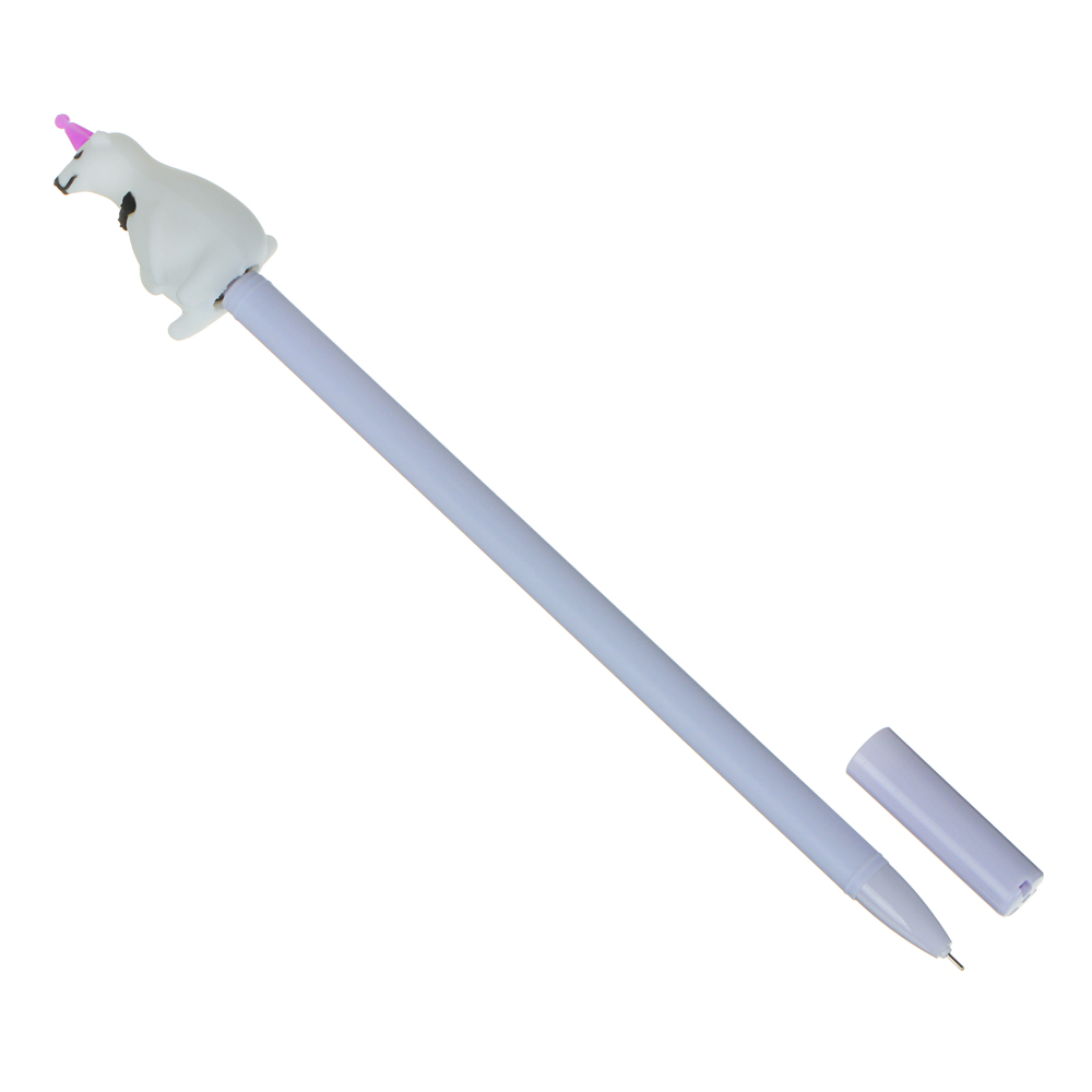 Ручка гелевая синяя, с вращающимся наконечником в форме мишки, пластик, 21см, 3 цвета корпуса, арт.№ 591-057