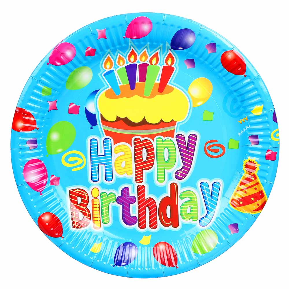 Набор тарелок 10шт, бумажные с ламинацией, d23,5см, "Веселый праздник", 5 видов, арт.№ 437-187