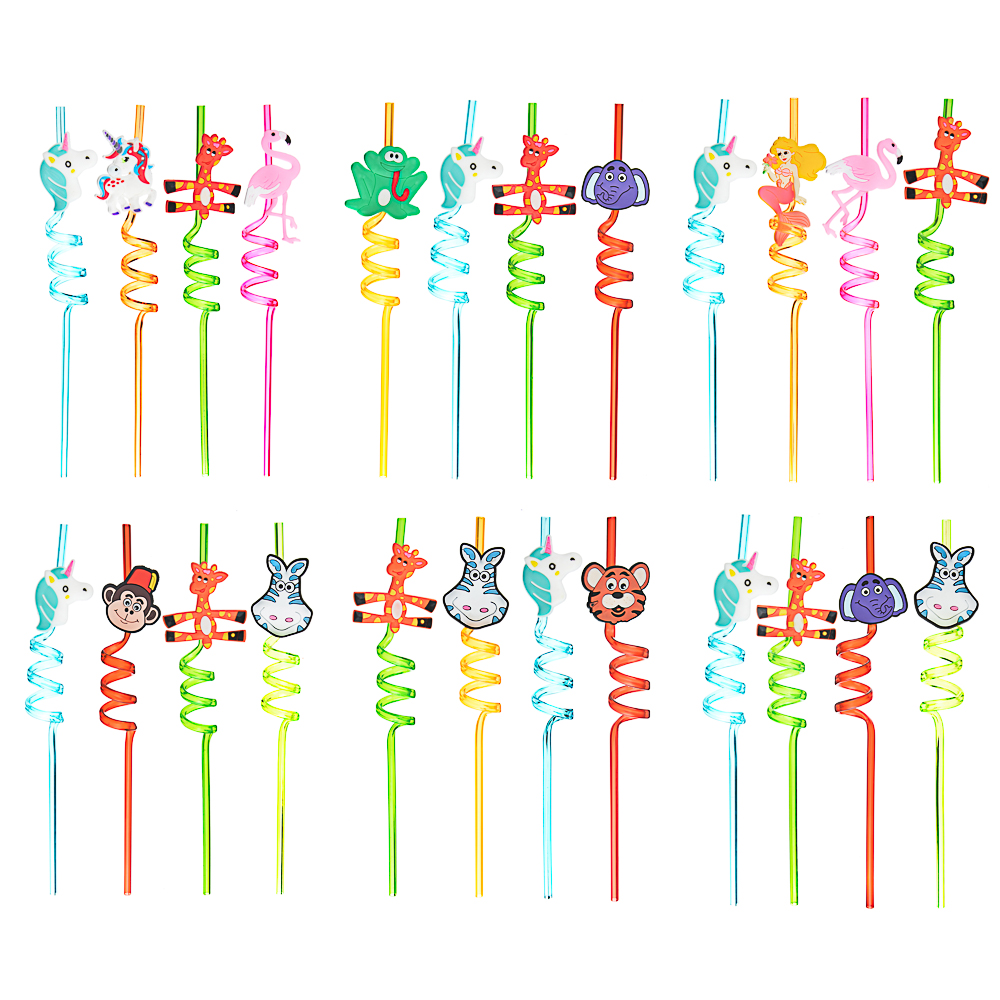 Трубочки для напитков в виде животных тм Fntastic, 4шт, пластик, 27см, микс дизайнов, арт.№ 437-224