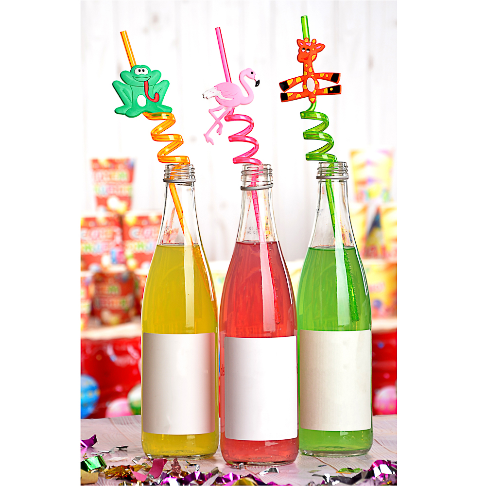 Трубочки для напитков в виде животных тм Fntastic, 4шт, пластик, 27см, микс дизайнов, арт.№ 437-224