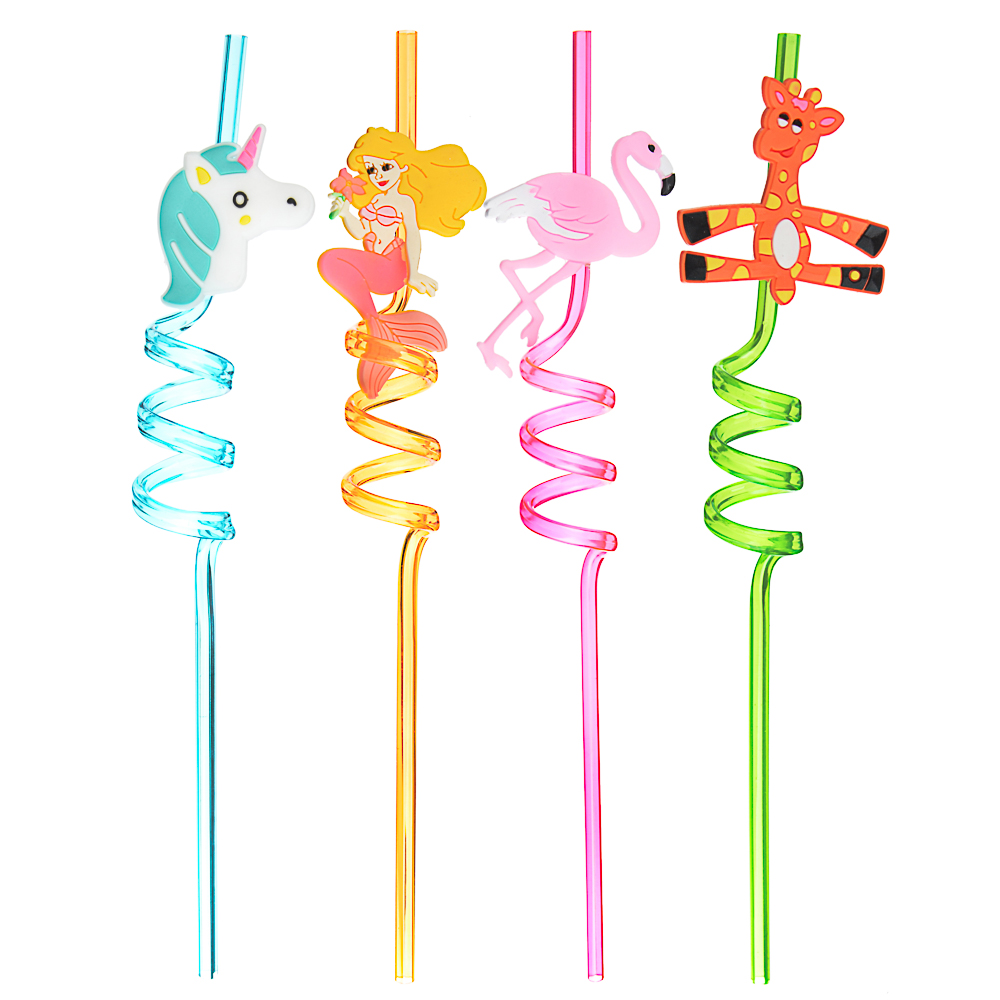 Трубочки для напитков в виде животных тм Fntastic, 4шт, пластик, 27см, микс дизайнов, арт.№ 437-224