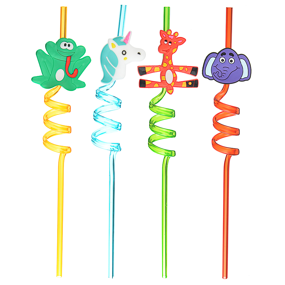 Трубочки для напитков в виде животных тм Fntastic, 4шт, пластик, 27см, микс дизайнов, арт.№ 437-224