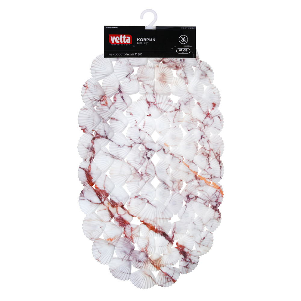 VETTA Коврик в ванну противоскользящий, ПВХ, 66x38 см, "Сплит", 2 дизайна, арт.№ 462-431