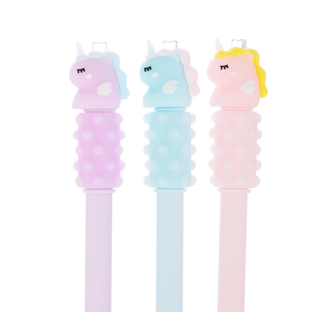 ClipStudio Ручка-массажер гелевая синяя,наконечник в форме единорога,3 цв. корпуса,14,7 см, пластик, арт.№ 591-186