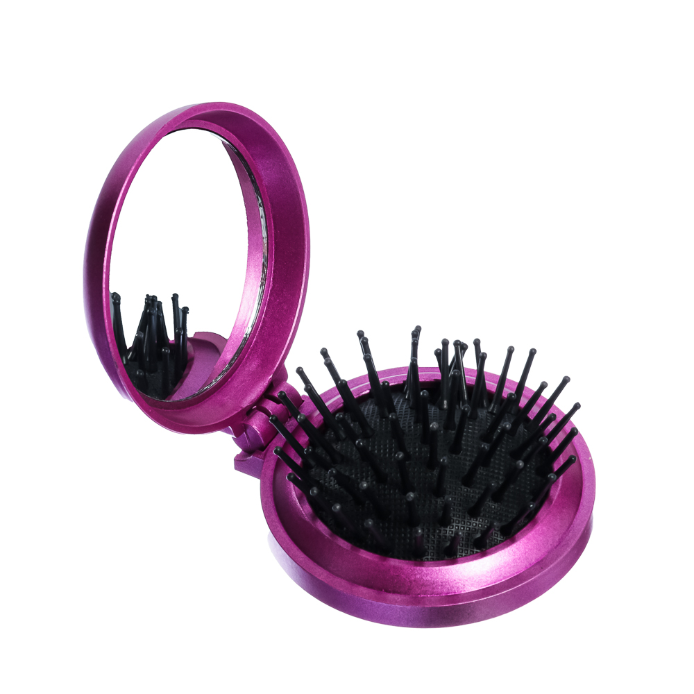 ЮНИLOOK Расческа дорожная с зеркалом, пластик, стекло, d6,5см, 3 цвета, арт.№ 319-161