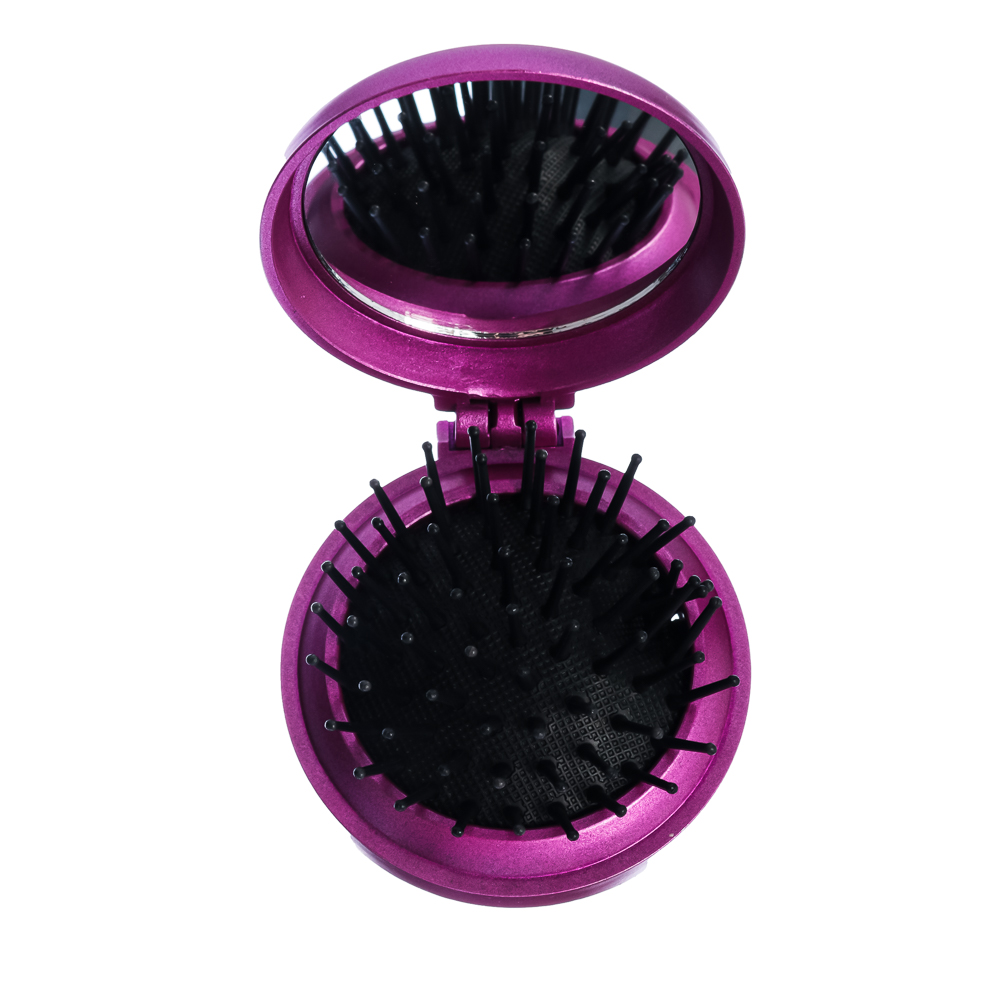 ЮНИLOOK Расческа дорожная с зеркалом, пластик, стекло, d6,5см, 3 цвета, арт.№ 319-161