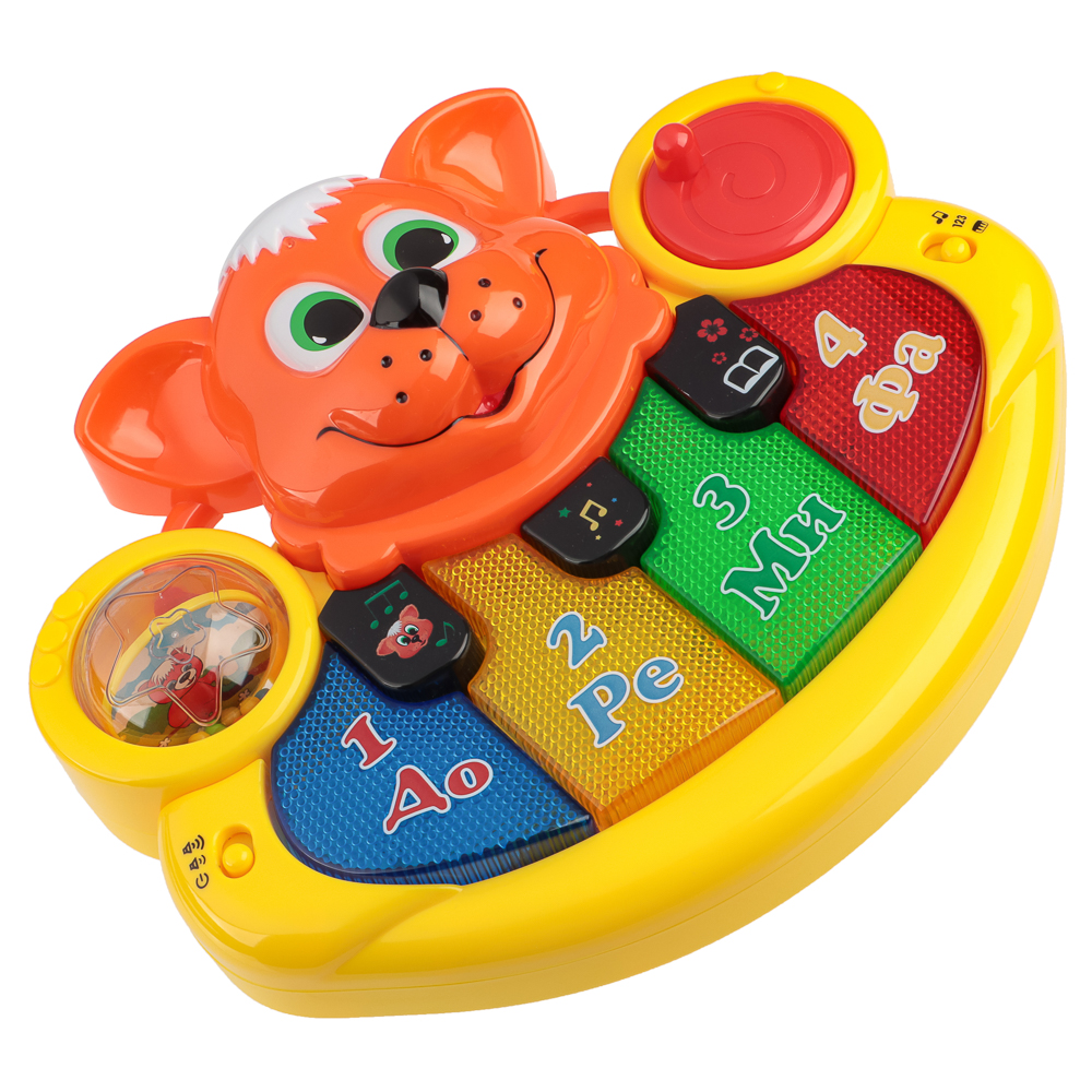 ИГРОЛЕНД Пианино обучающее "Рыжий Котик", ABS, 3хАА, свет, звук, 31х25х8см, арт.№ 272-703