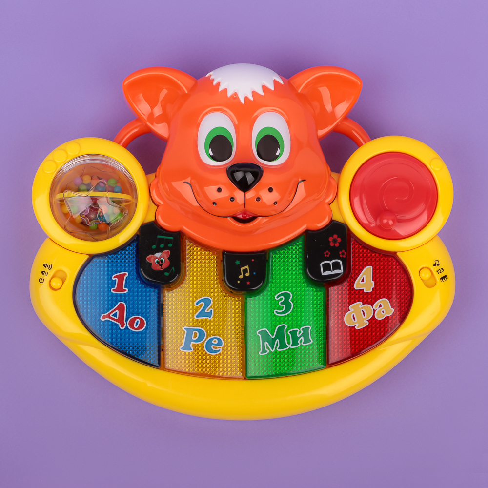 ИГРОЛЕНД Пианино обучающее "Рыжий Котик", ABS, 3хАА, свет, звук, 31х25х8см, арт.№ 272-703