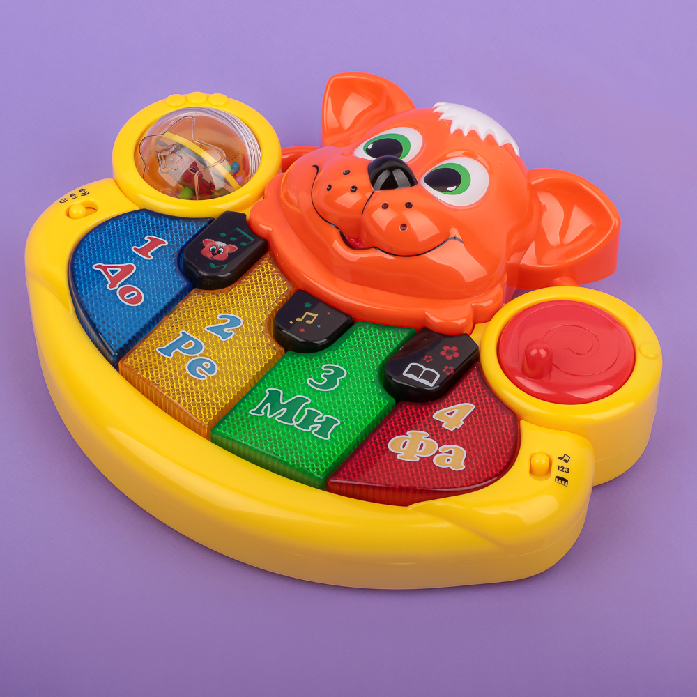 ИГРОЛЕНД Пианино обучающее "Рыжий Котик", ABS, 3хАА, свет, звук, 31х25х8см, арт.№ 272-703