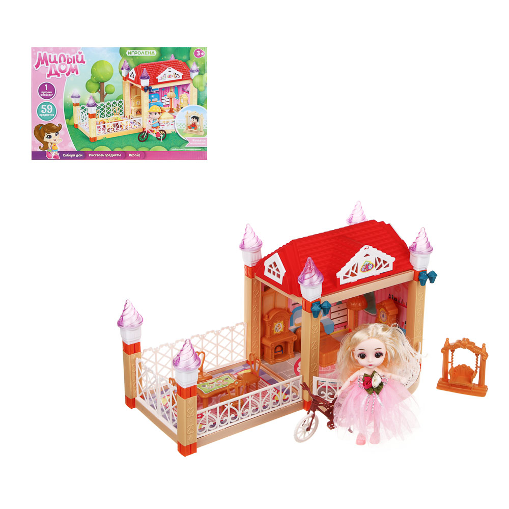 ИГРОЛЕНД Дом для куклы, пластик, РР, 59 пр., 35х6,8х22,5см, арт.№ 278-108