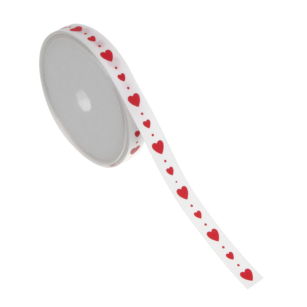 Лента для подарков тм Fntastic "Сердечки", 1 см x 3 м, полиэстер, арт.№ 505-169