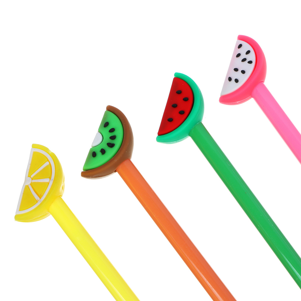 Ручка шариковая синяя в форме фруктов, корпус 17,5 см, 4 дизайна, арт.№ 591-005