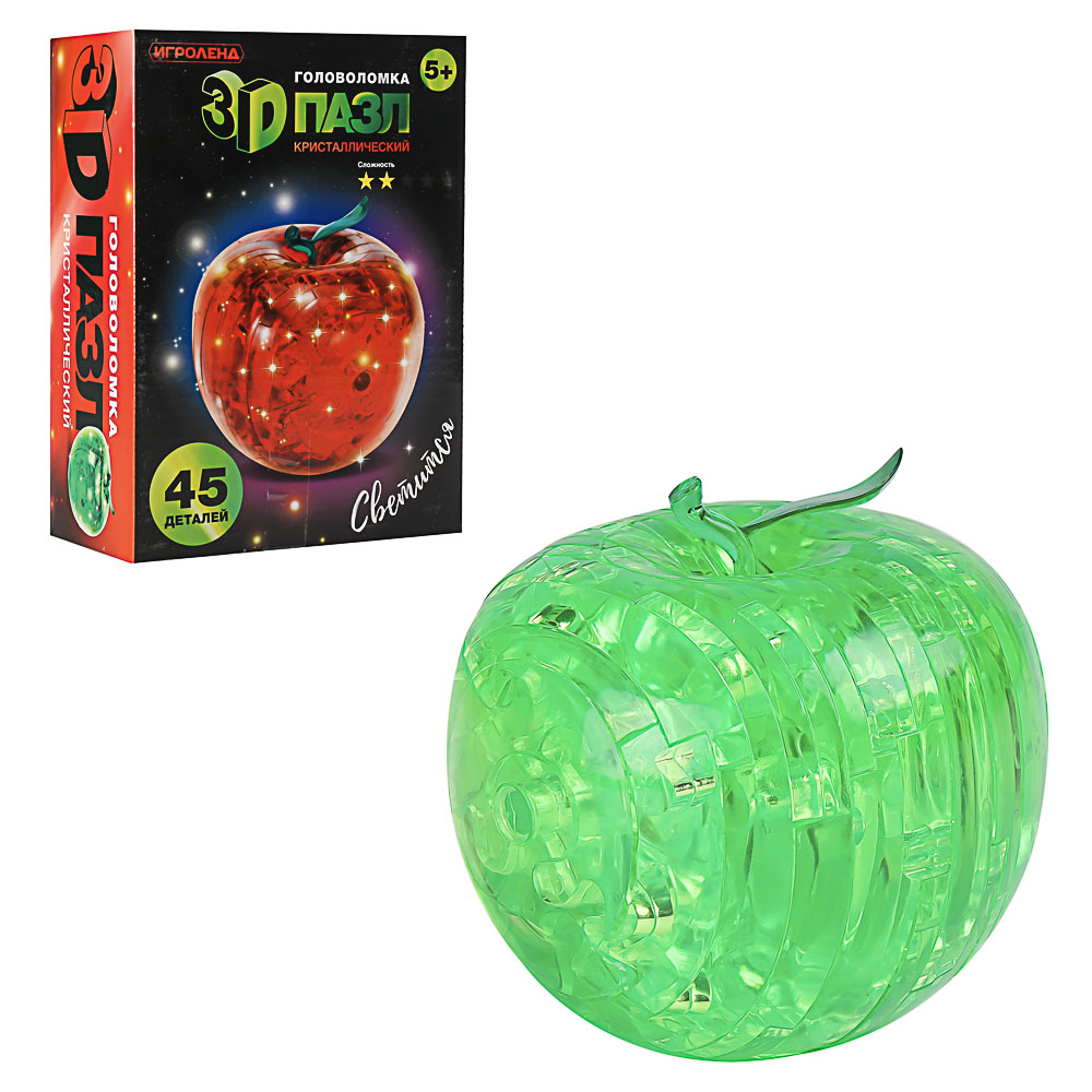 ИГРОЛЕНД Пазл-головоломка кристаллический 3D, PS, 6 дизайнов, арт.№ 214-033