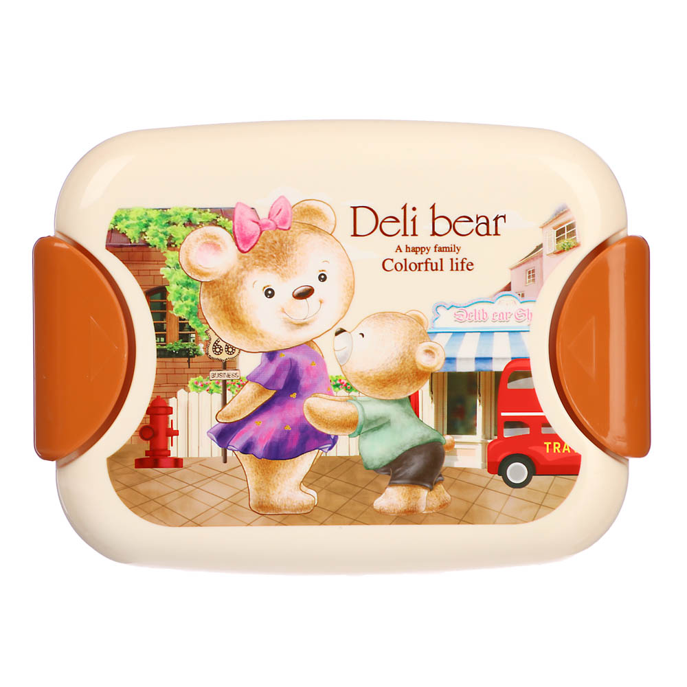 Ланчбокс с ложкой и вилкой "Медвежата", 500мл, полипропилен, арт.№ 829-204