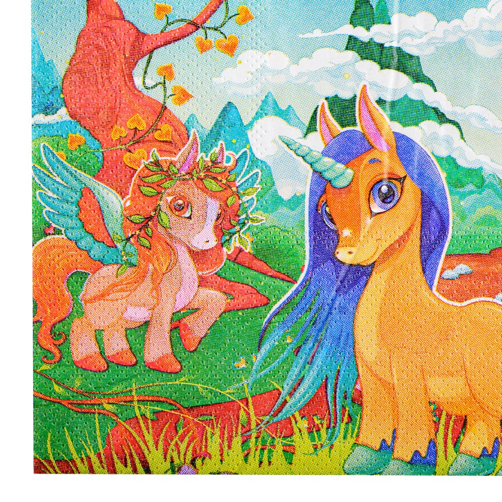 Салфетки бумажные 12шт, праздничные, 33х33см, с изображением Единорога, арт.№ 530-209