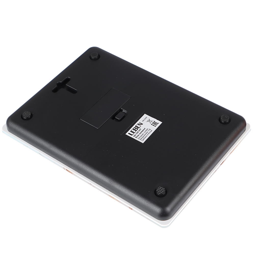 LEBEN Весы кухонные электронные, стекло с дизайном, прямоуг. макс.нагр. 5кг (точн.измер. 1гр), арт.№ 268-047