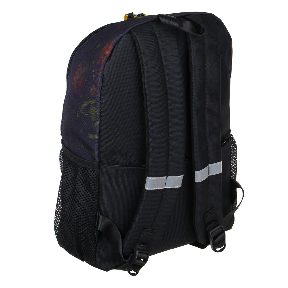 BY СМАЙЛ Рюкзак подростковый, 41x29x18см, 1 отд., 4 карм., темный фон, бутылка для воды в чехле, ПЭ, арт.№ 254-661