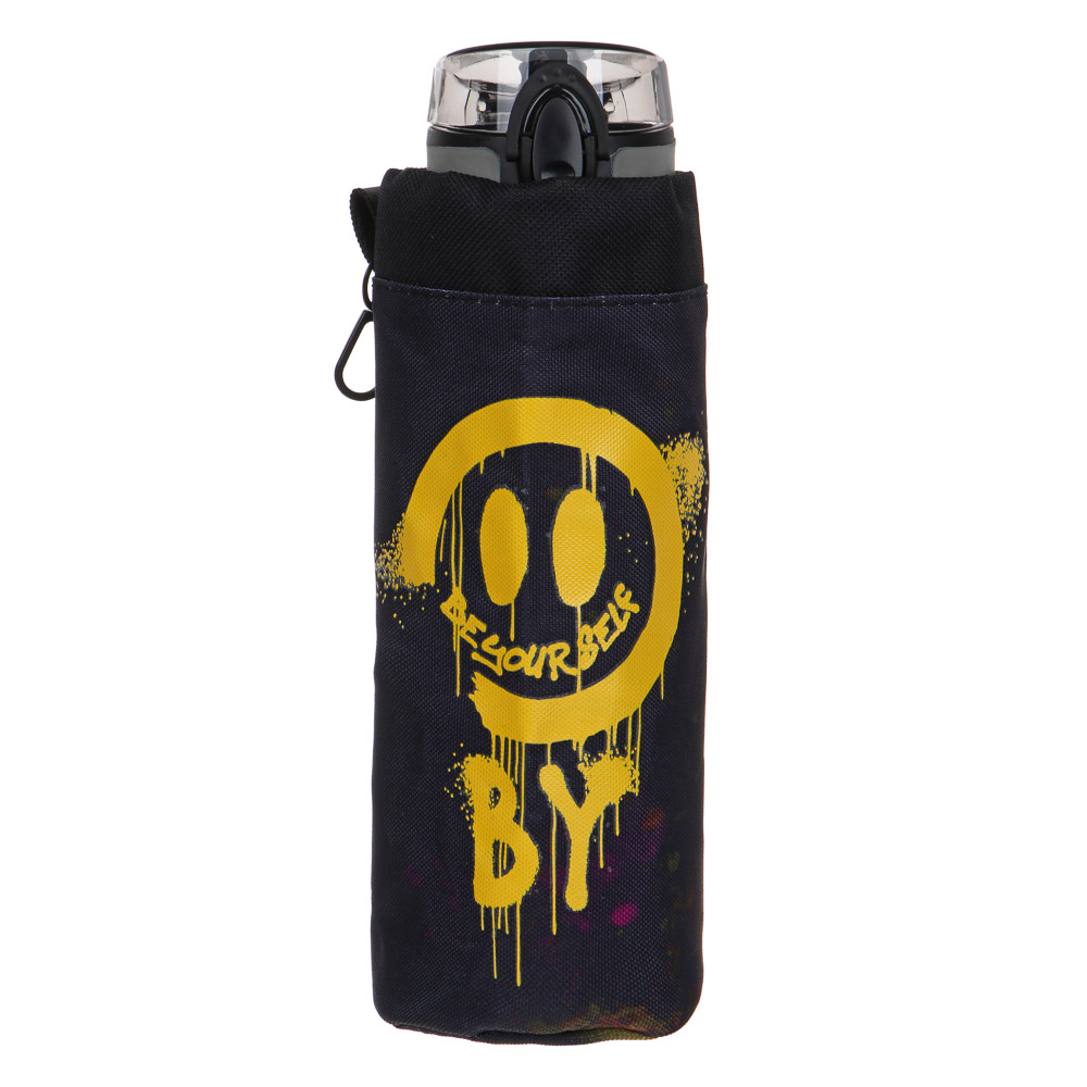 BY СМАЙЛ Рюкзак подростковый, 41x29x18см, 1 отд., 4 карм., темный фон, бутылка для воды в чехле, ПЭ, арт.№ 254-661