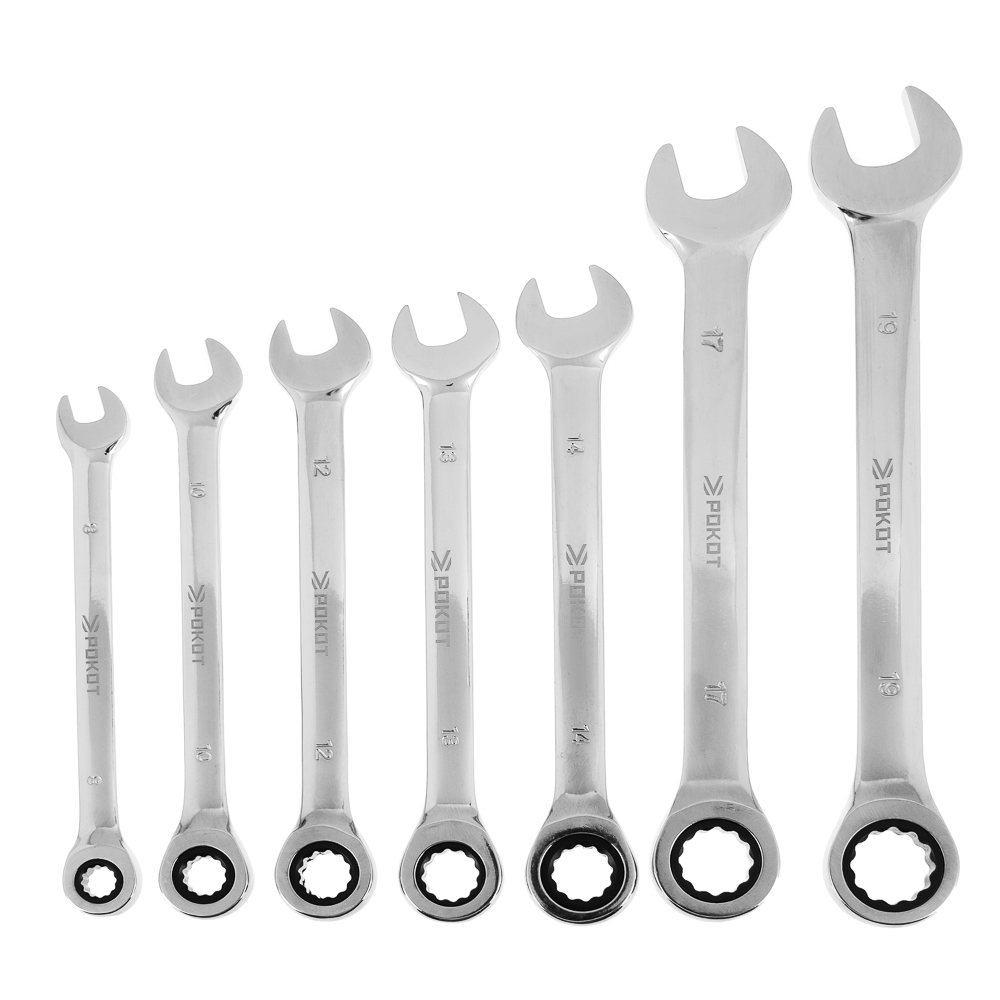 РОКОТ Набор комбинированных ключей с трещоткой, 7 шт., арт.№ 689-008