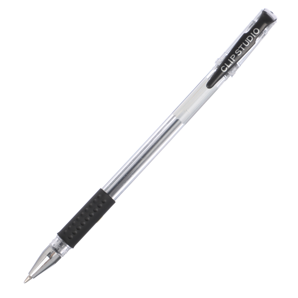 Ручка гелевая ClipStudio черная, с резиновым держателем, 14,9см, наконечник 0,5 мм, арт.№ 614-004