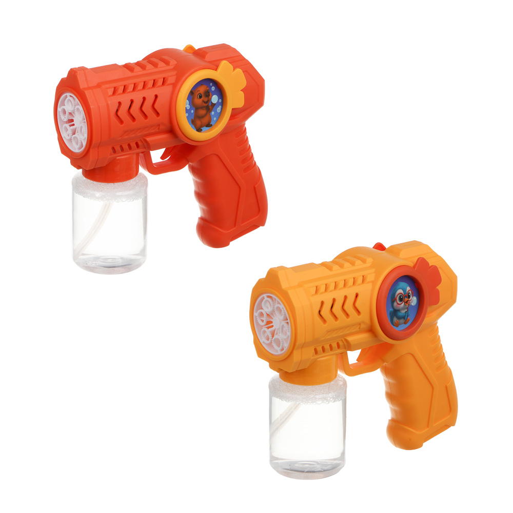 Пистолет для выдувания мыльных пузырей, ИГРОЛЕНД, PP, мыл. раствор 70 мл.,4хАА, арт.№ 460-046