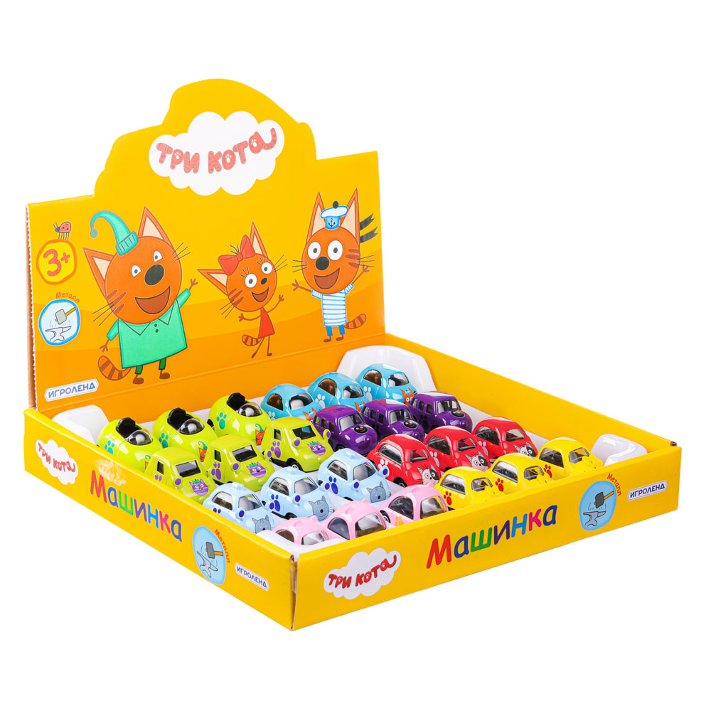ИГРОЛЕНД Машинка "Три кота", металл, ABS, 5х3х3,5см, 8 дизайнов, арт.№ 292-212