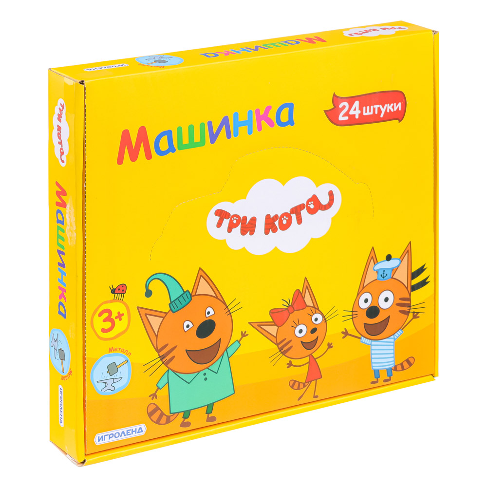 ИГРОЛЕНД Машинка "Три кота", металл, ABS, 5х3х3,5см, 8 дизайнов, арт.№ 292-212