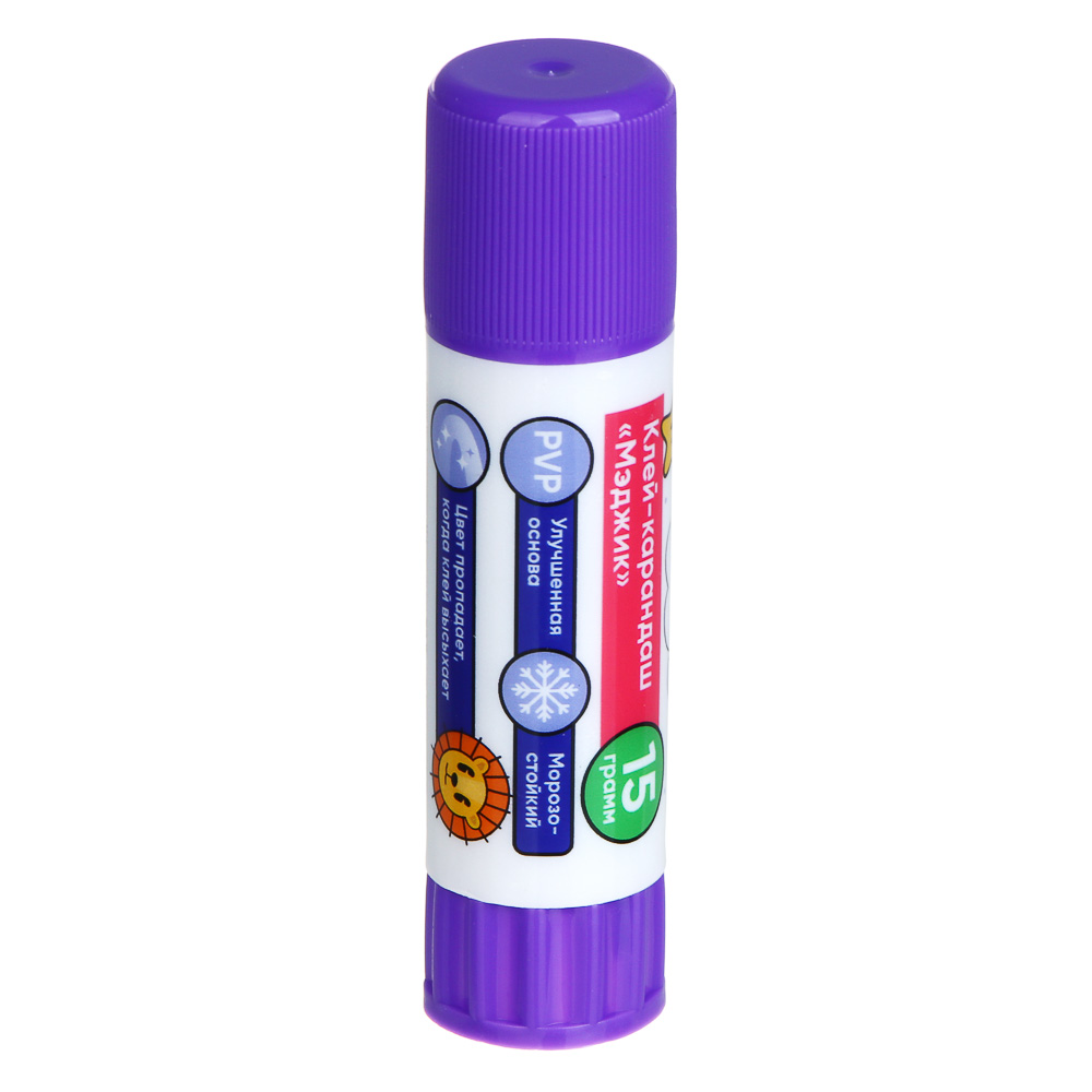 Клей-карандаш FLOMIK "Мэджик" 15 грамм, улучшенная формула PVP с цветным индикатором, арт.№ 586-047