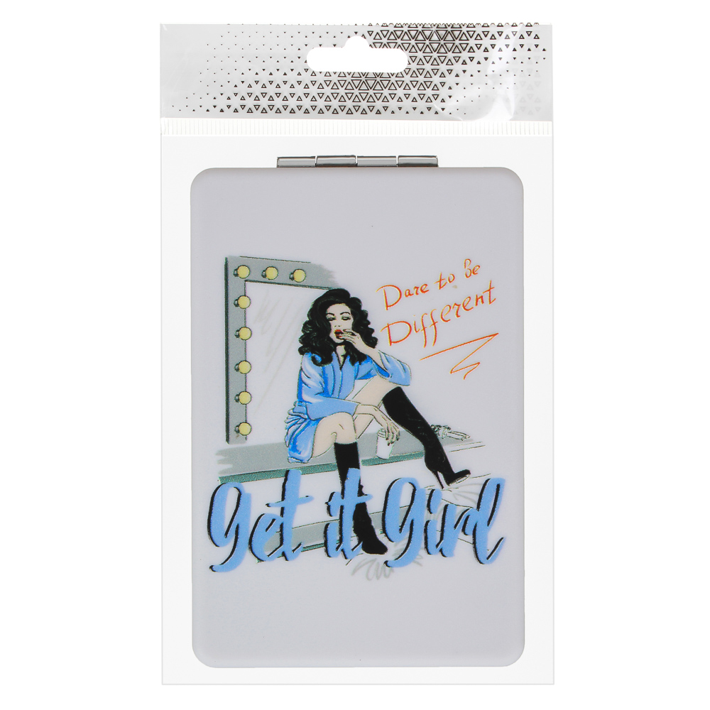 ЮНИLOOK Зеркало карманное, металл, стекло, 9,3х6см, 6 дизайнов, арт.№ 301-211